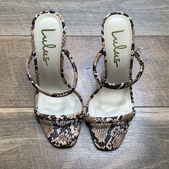 Lulus Square Toe Snake Print Animal Print High Heels sz 6 - Picture 2 of 7
